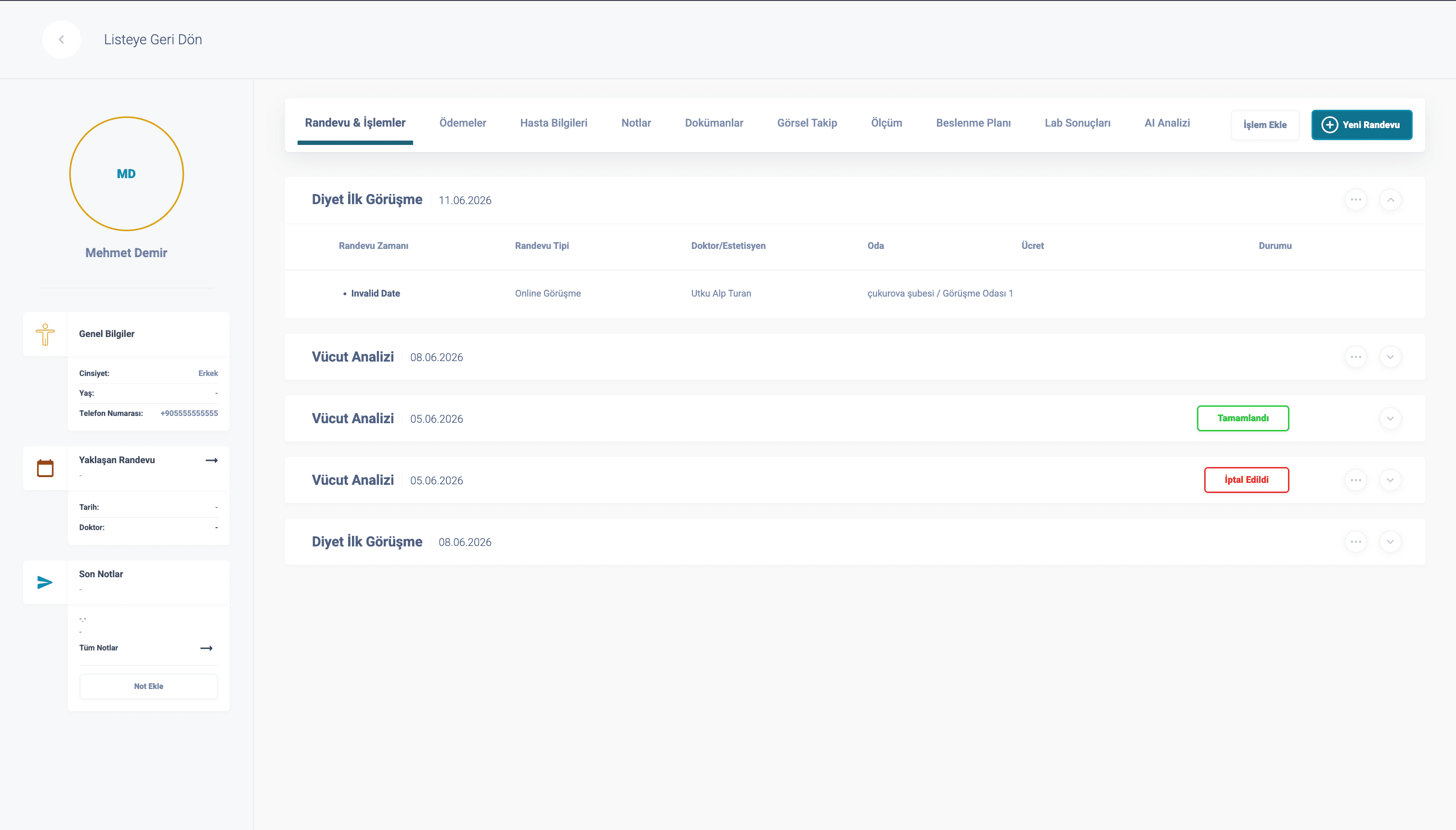 Physiotherapy session and progress screen
